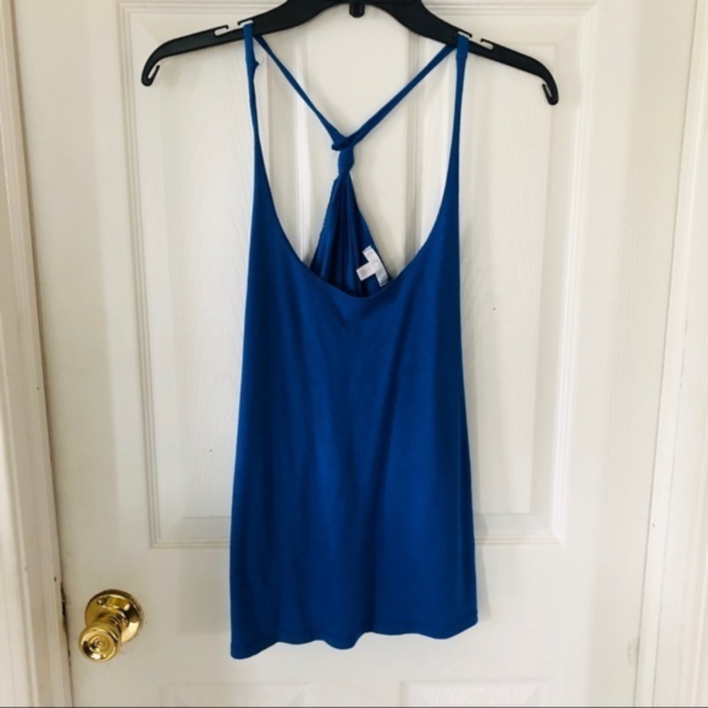 NWOT ABOUND racer back blue cotton spaghetti strap tank top Size small